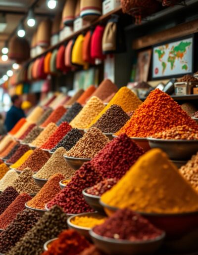 Colorful spice market stalls in Marrakech Morocco — Elias Thorne Photography