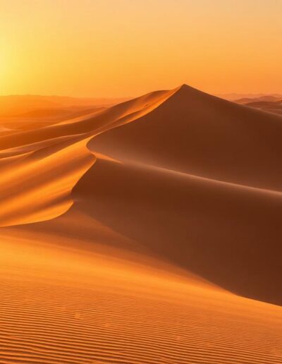 Golden sand dunes of the Sahara desert at sunset — Elias Thorne Photography